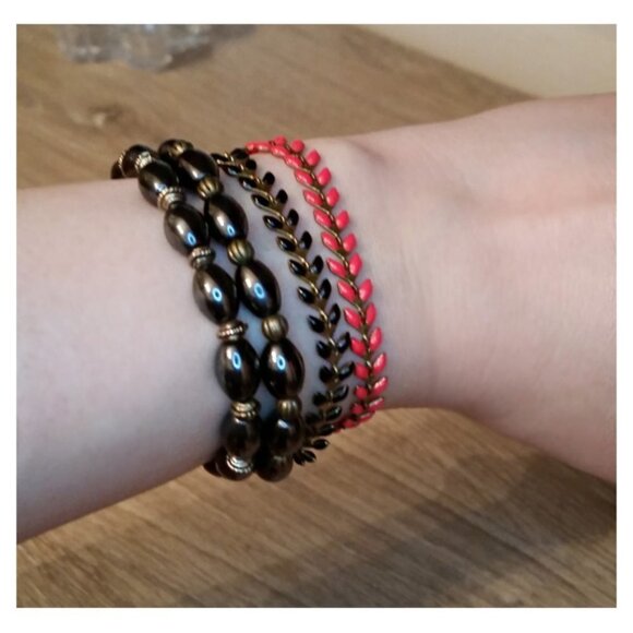 BUNDLE lot 3 magnetic jewelry bracelets set boho layering stackable look. - Picture 1 of 3